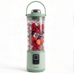 H.koenig Mini Batidora Portátil Recargable 470 Ml, Batidora De Smoothies Inalámbrica 110w Con 6 Cuchillas De Acero Inox, Recargable Usb-c 3,5h, Verde