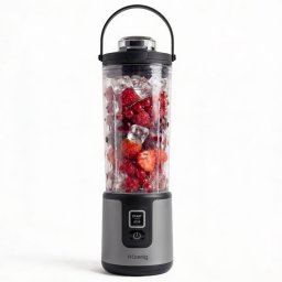 H.koenig Mini Batidora Portátil Recargable 470 Ml, Batidora De Smoothies Inalámbrica 110w Con 6 Cuchillas De Acero Inox, Recargable Usb-c 3,5h, Gris