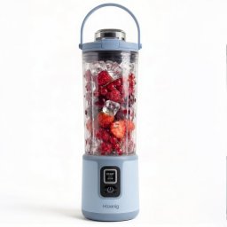 H.koenig Mini Batidora Portátil Recargable 470 Ml, Batidora De Smoothies Inalámbrica 110w Con 6 Cuchillas De Acero Inox, Recargable Usb-c 3,5h, Azul Claro
