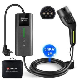Cargador portátil JUNSUN Tipo 2 3.5 kW cable 5m corriente ajustable