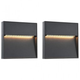 VidaXL Pack 2 Lámparas de Pared LED para Exterior 3W Blanco Cálido