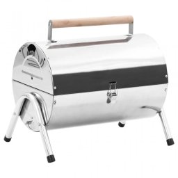 VidaXL Barbacoa a Carbón de Sobremesa Doble Parrilla Acero Inoxidable