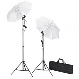 vidaXL Kit de Iluminación 2 Focos + Paraguas