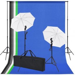 vidaXL Kit de Estudio Fotográfico 2 Focos + 5 Fondos + Paraguas
