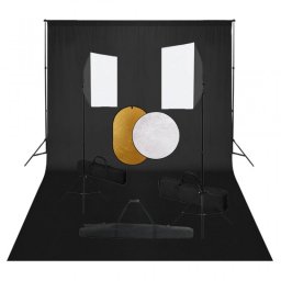 vidaXL Kit de Estudio Fotográfico 2 Focos + Fondo + Reflector