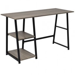 VidaXL Escritorio con 2 Estantes Gris/Roble
