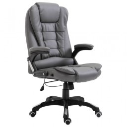 VidaXL Silla de Oficina de Cuero Sintético Gris Antracita