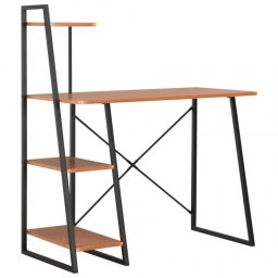 VidaXL Escritorio con Estantería 102x50x117cm Negro/Marrón