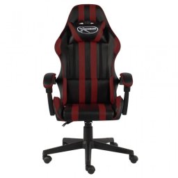 VidaXL Silla Gaming de Cuero Sintético Negro/Rojo Tinto