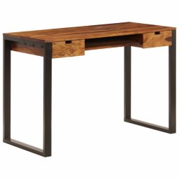 VidaXL Escritorio de Madera Maciza de Sheesham y Acero 110x55x78cm