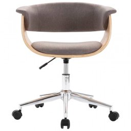 VidaXL Silla de Oficina Giratoria de Madera Curvada y Tela Gris Taupe