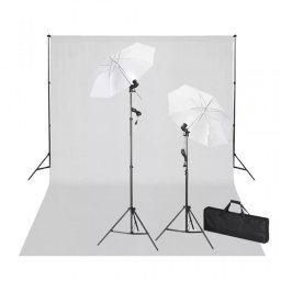 vidaXL Kit de Estudio Fotográfico 2 Focos + Fondo Blanco 600x300cm