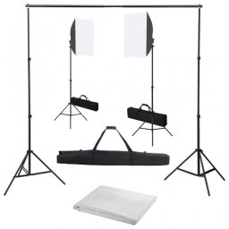 vidaXL Kit de Estudio Fotográfico 2 Focos + Fondo