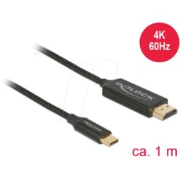 DELOCK 84904 - Cable USB Tipo-C > HDMI-A DP-Alt Modo 4K 60 Hz 1 m coaxial
