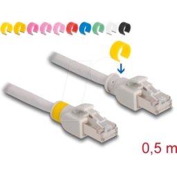 DELOCK 80117 - Cable de red RJ45 Cat.6A S/FTP clips de colores 0,5 m