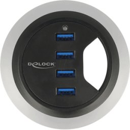 DELOCK 62868 - USB 3,0 HUB DE escritorio de 4 puertos, 60/80mm