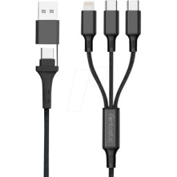 FONTASTIC 264061 - Cable de carga, USB/USB-C -> 1x 8 patillas Lightning, 2x tipo C,