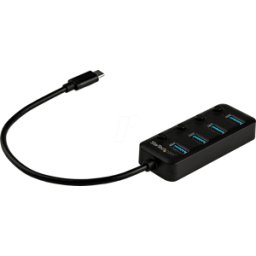 STARTECH.COM ST HB30C4AIB - USB 3,0, 4 puertos USB-C Hub, 4x USB-A, con interruptores, negro