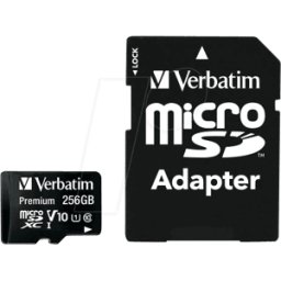 VERBATIM 44087 - Tarjeta de memoria microSDXC de 256GB, Verbatim, clase 10