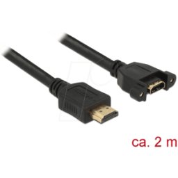 DELOCK 85464 - Cable integrado HDMI a macho > conector hembra HDMI a, 4K, 2 m