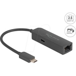 DELOCK 66938 - Tarjeta de red, USB-C, 2,5 Gigabit Ethernet, 1 RJ45 con PD