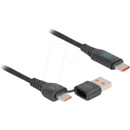 DELOCK 88137 - Cable de carga, USB-C -> A/C, pantalla de carga, 140 W, 1,2 m