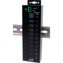 EXSYS EX-1510HMV - USB 3,0 10 puertos hub industrial, 15kV EDS, carril DIN