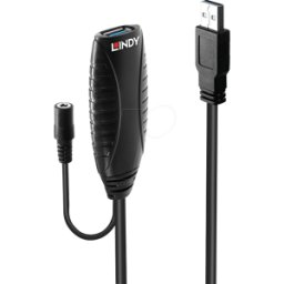 LINDY 43156 - Cable USB 3.0 activo, conector a > conector hembra, 10 m