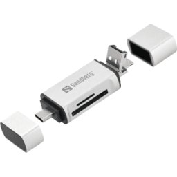SANDBERG 136-28 - Lector de tarjetas, externo, USB-A, micro-USB, USB-C