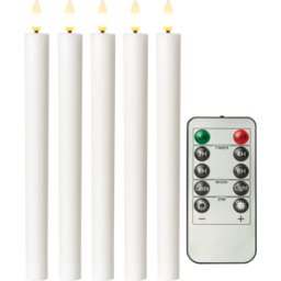 GOOBAY 77750 - Velas de palo de cera real LED blanco conjunto de 5, blanco c&aa