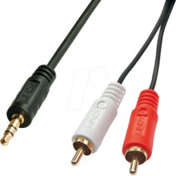 LINDY 35681 - Cable de audio, conector estéreo de 3,5 mm a 2 RCA, 2,0 m