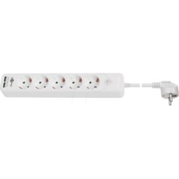 GOOBAY GB 41265 - Toma de sobremesa, 5 salidas, tipo F, 2 USB, blanco
