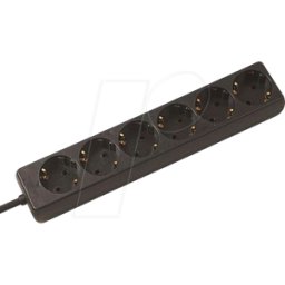 BACHMANN BACH 381.141S - Tira de enchufe SELLY, 6 vías, tipo F - CEE 7/3, negro