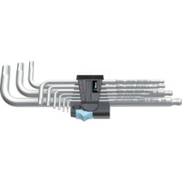 WERA 05073544001 - Juego de llave angular de acero inoxidable, 9 piezas