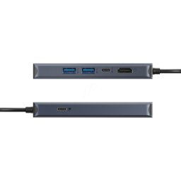 HYPER HD4002GL - Puerto replicador/estación de acoplamiento, USB-C, 6 puer
