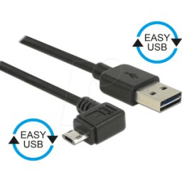 DELOCK 83853 - Cable USB 2.0, conector macho A EASY a conector Micro B, 2 m