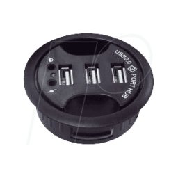 GOOBAY INDESKHUB A60-SW - inDesk HUB de 3 puertos, con audio, 60 mm negro
