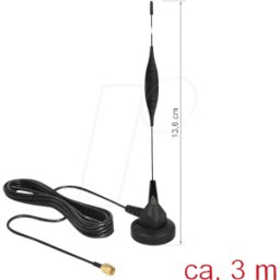 DELOCK 12422 - Antena GSM con base magnética, 3G, 5 dBi, 3 m