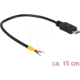 DELOCK 85306 - Cable USB 2.0, conector Micro B a 2 extremos de cable abiertos