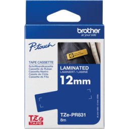 BROTHER P-TOUCH TZEPR831 - Cinta laminada, negro sobre oro premium, 12 mm