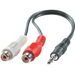 ROLINE 11094340 - Cable de audio, conector de 3,5 mm a 2x conector RCA, 0,2 m..