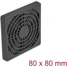 DELOCK 67311 - Rejilla de ventilador con filtro de polvo, 80 x 80 mm, negro