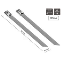 GOOD CONNECTIONS GC KAB-E30X79 - Bridas de acero inoxidable, 300 mm x 7,9 mm, paquete de 20