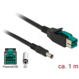 DELOCK 85497 - PoweredUSB cable male 12V > DC 5,5 x 2,1 mm, 1 m