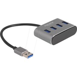 DELOCK 63190 - Hub USB 3.0 de 4 puertos, USB-A a 4x USB-A, 20 cm