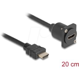 DELOCK 87966 - Cable HDMI, macho / hembra, tipo D, negro, 20 cm