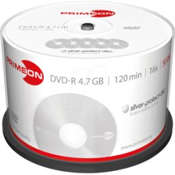 PRIMEON PRIM 2761204 - DVD-R 4.7GB / 120min, caja de 50 piezas