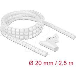 DELOCK 18840 - Manguera en espiral con herramienta de tiro 2,5 m x 20 mm blanco