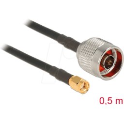 DELOCK 88937 - Cable de antena RF, conector N > conector RP-SMA, 0,5 m