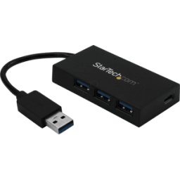 STARTECH.COM ST HB30A3A1CSFS - USB 3,0, 4 puertos USB-A hub, 3x USB-A 1x USB-C, negro
